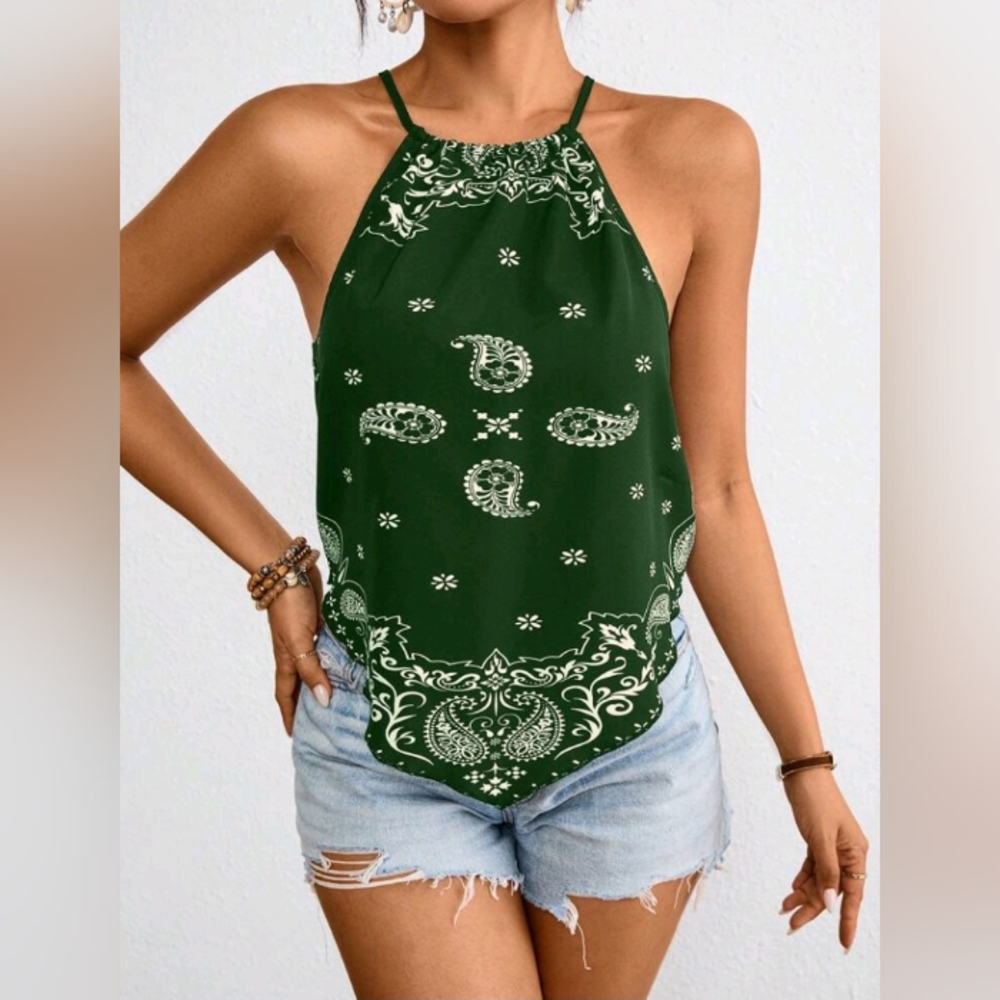 New Paisley Print Halter Top